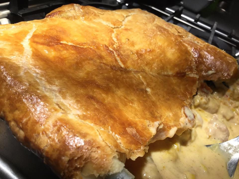 Leek & Chicken Pie with Puff Pastry Lid